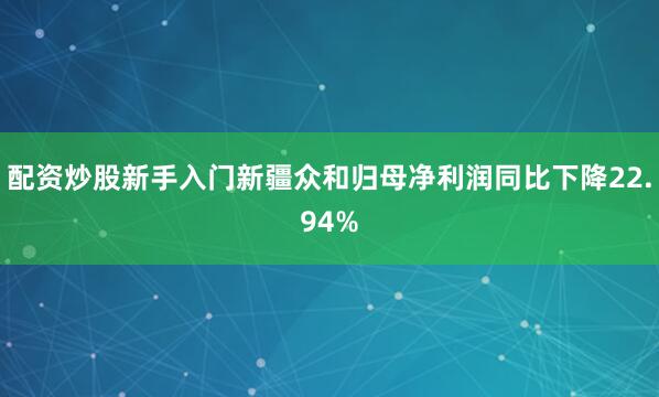 配资炒股新手入门新疆众和归母净利润同比下降22.94%